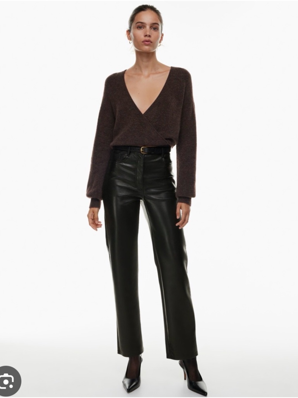 Aritzia Wilfred The Melina Black High-Rise Faux-Leather Jeans